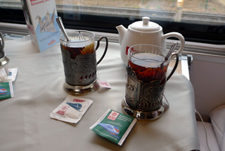 Tea served on the Paris-Moscow Express