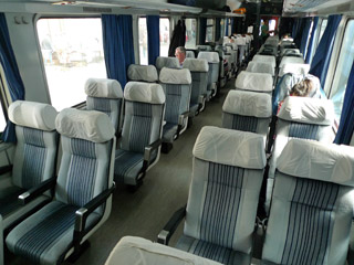 2nd class seats in a Serbian air-conditioned train