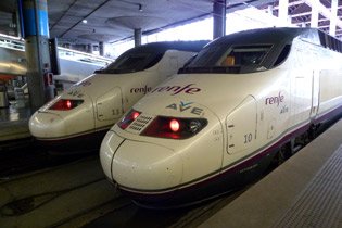 Travel around Spain by train:  AVE trains at Madrid Atocha