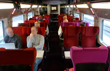2nd class seats on a Thalys train from Amsterdam to Brussels