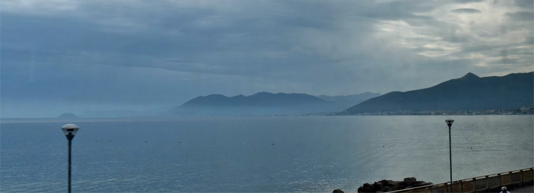 Coastal scenery from train between Ventimiglia & Milan