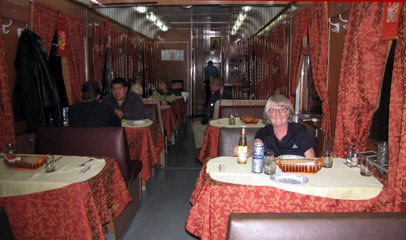 Russian restaurant car attached to train 4