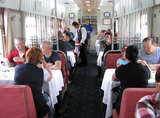 Chinese restaurant car attached to train 4 whilst in China