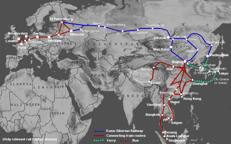 Trans Siberian Railway Tour Map