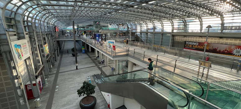 Inside Turin Porta Susa station