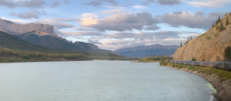 More scenery as the train runs along the Athabasca River