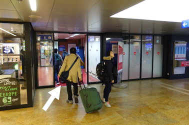 Geneva station entrance to platforms 7 & 8 for France