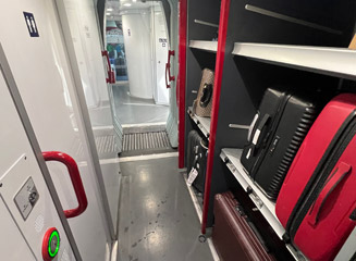 Luggage rack on an Italo EVO train.