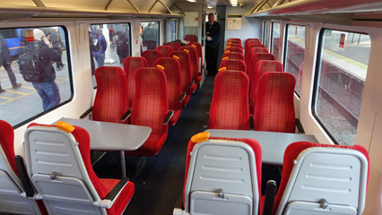 Standard class seats on train from London to Portsmouth