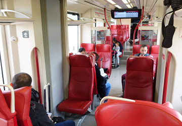 Inside the Rhone Express tram to St Exupery