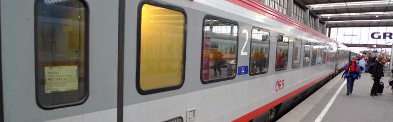 EuroCity train from Munich to Innsbruck & beyond