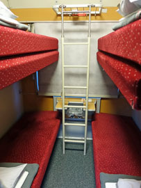 4-berth couchette compartment from Cologne to Vienna