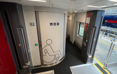 Wheelchair-accessible toilet in new generation Nightjet train