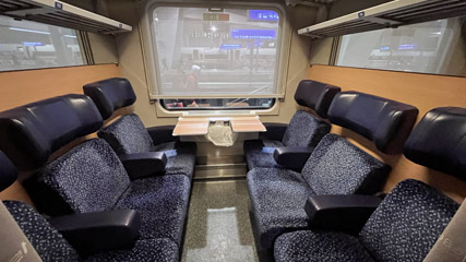 6-seat compartment on a Nightjet train