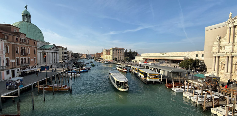 The Grand Canal and Venice Santa Lucia station