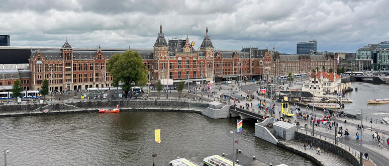 Amsterdam Centraal station seen from Victoria Hotel