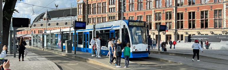A tram at Amsterdam Centraal