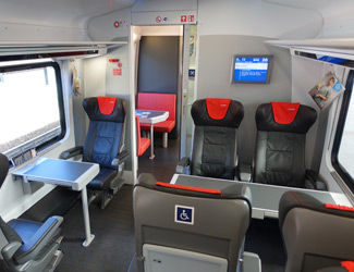 1st class seats on a Czech Railjet train