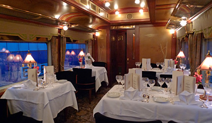 'Rosaline', one of the three dining cars owned by the Eastern & Oriental Express