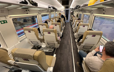 Comfort class seats on a Madrid-Vigo Alvia train 
