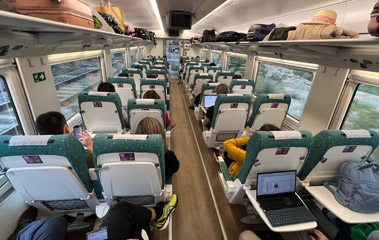 Standard class seats on a Madrid-Vigo Alvia train 