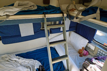 Amtrak Superliner family bedroom, night