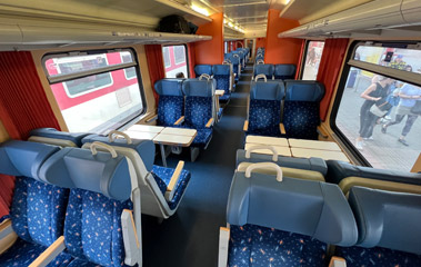 2nd class open-plan seats on Bratislava to Poprad Tatry & Kosice train