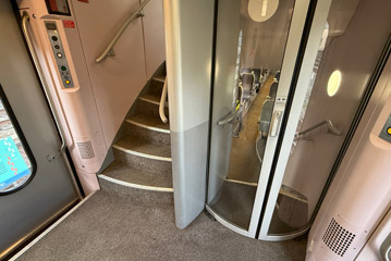 Entrance & stairs on a double-deck intercity train from Brussels to Luxembourg