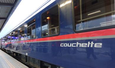 Couchette car on sleeper train
