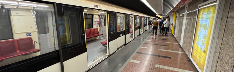 Budapest metro train at Kaleti metro station