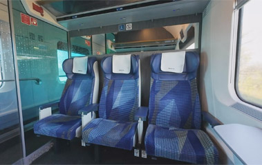 1st class compartment on the Intercity train from Szeged to Subotica