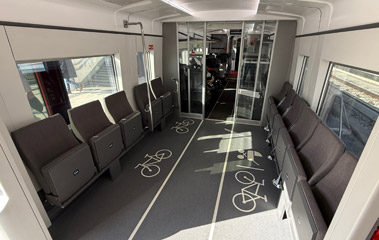 Bike storage area on the DSB Talgo train from Hamburg to Copenhagen