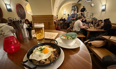 Food & beer at the Stiftskeller restaurant, Innsbruck