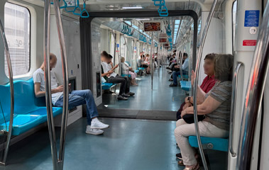 Inside a Marmaray tran