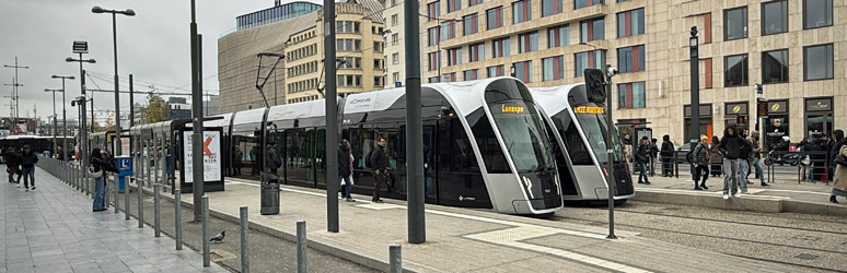 T1 trams at the Gare Centrale tram stop