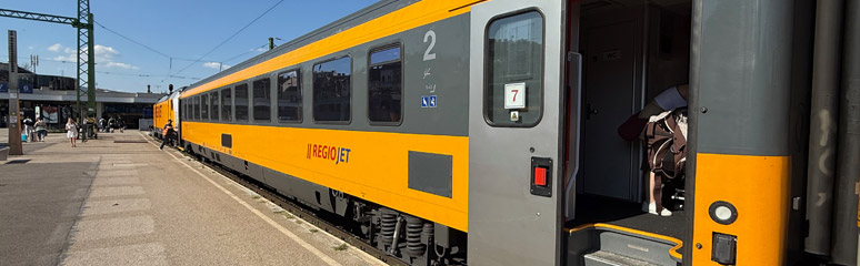 Regiojet train from Prague arrived at Budapest Deli