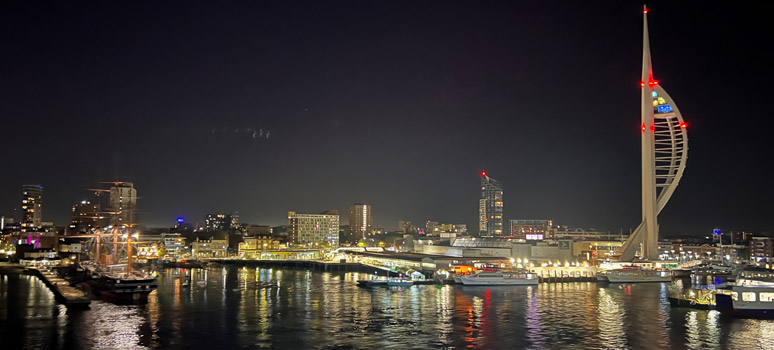 Portsmouth harbour, seen as the ferry sails for Spain