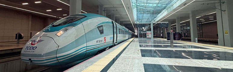 A high-speed YHT train at Ankara station