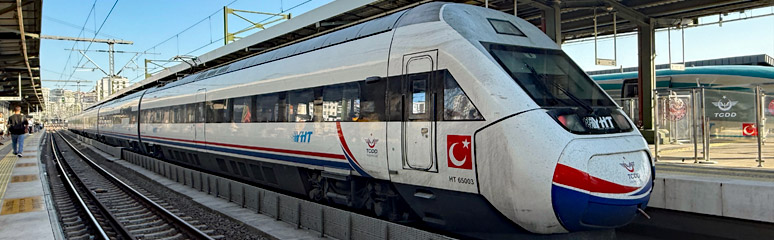 YHT train, original type built by CAF, at Istanbul Sogutlucesme