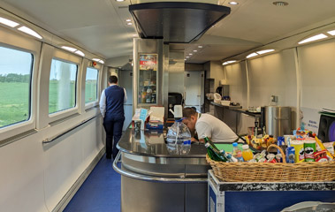 Luggage racks on an Afrosiyob train