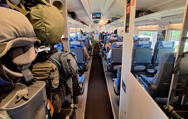 Luggage racks on an Afrosiyob train